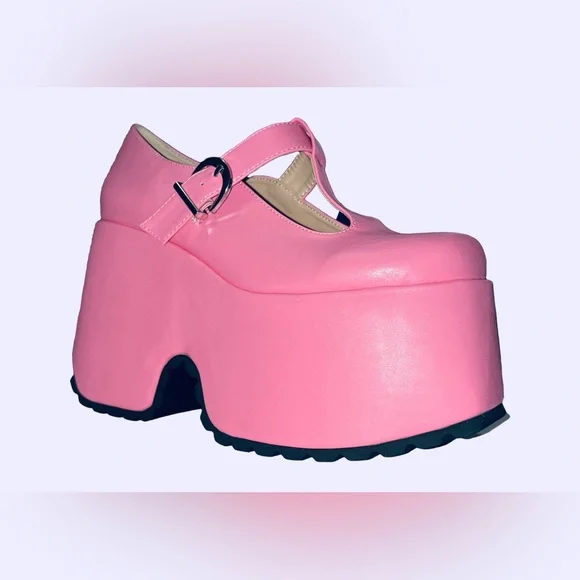 Pink Platform Mary Janes Shoes - Picture 3 of 10